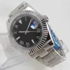 Saphir-Armbanduhr mit silbernem Zifferblatt, Glas, römische Zahl, 40 mm, leuchtendes Miyota 8215-Automatikwerk, Herrenuhrlz7g