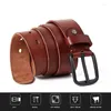 Belts Cattle Leather Men Belt Washed Vintage Style Waist With Pin Buckle Full Grain Ceinture Wide Pasek