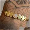 Bangle Bangle Gold Color Moon Fase Design Armband för kvinna Retro Moonstone Hand Ring Vintage Simple Accessories Smycken Bröllop P DH0JI