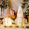 Gnomes Christmas Decorts مع LED LED Plush Doll Tabletop الحلي الشتوية ديكور المنزل Decor