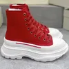 Designer Boots Tread Slick Boot Women Canvas Sneaker Casual schoenen Aankomst. Hoge drievoudige zwarte Wit Scarpe Royal Chaussures Blue Pink Red Schuhe