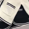 Malhas femininas clássico preto branco letras design com decote em v manga longa mulheres camisetas senhoras cardigan outono inverno moda euramerican pop vestuário