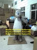 Nouveau rhinocéros gris Rhinocéros Mascot Costume mascotte adulte avec de grands yeux brillants bleus Petite habille de fantaisie à cor carré n ° 882 navire gratuit