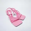 Sandals Summer Sandalen Dames 2022 Coral Red Thin Strap High Heel Ankle Sandalias De Mujer Shoes