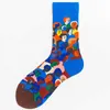 Çoraplar Çorap Yeni Pamuk Komik Çift Harajuku Yaratıcı Ekose Heads Karikatür Kadın Erkek Erkekler Günlük Midi Tüp Mutlu Kalsetinler T221102