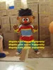 Nieuwe bruine Ernie Seseme Street Mascot Mascot Mascotte Little Young Boy met zwarte bossige haren Happu Face volwassene nr. 610 gratis schip