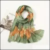 Scarves Scarves Retro Art Print Shawl Scarf High Quality Square Beach Sunscreen Neckerchief Autumn Winter Foards Muslim Women Hijab Dhtus