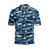 Camisas casuais masculinas 2022 Roupas de verão para masculino impressão havaiana de luva curta Camuflagem de camiseta tops Cardigan Chemise Homme