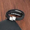 Stainless Steel Bracelet Viking Leather Bracelets for Men Braided Bangles Punk Jewelry