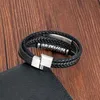 Bracciale in acciaio inossidabile Bracciali in pelle vichinga per uomo Braccialetti intrecciati Gioielli punk