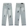 Jeans pour hommes et femmes jeans de créateurs Pantalons longs Light Pattern jean Hip hop zipper trou lavé pantalon Cool Guy Denim pantalon mode noir bleu blanc vêtements