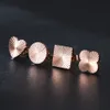 Rose Gold Heart Stud Earrings Square Round Stainless Steel Stud Ear Rings Clip for Men Women Hip Hop Fashion Fine Jewelry