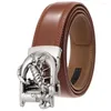 Belts Genuine Leather Belt For Men Fashion Mens Dress Ratchet Slide With Removable Automatic Alloy Buckle