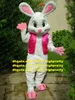 예쁜 흰색 토끼 부활절 토끼 마스코트 의상 마스코트 Jackrabbit Hare Lepus Long Pink Ears Blue Eyes No.1778 Free Ship