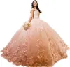 Pink Quinceanera Dresses Flowers Sweetheart Sweet 15 Girls Princess Dress Vestidos De Prom Ball Gowns BC14543182R