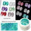 Reflective Glitter Gel Pink Sequins Nail Polish Soak Off UV Nail Gels Semi-permanent Nails Art Decoration