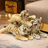 Simulation Cute 3958Cm Lion Tiger Leopard Plush Toys Home Decor Stuffed Cute Animals Dolls Soft Real Like Pillow For Kids Gift J220729