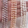 Choker Wholesale 7-8mm Natural White/Pink/Purple Rice Shape Freshwater Pearl For Necklace Making