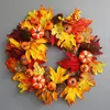 Decorative Flowers Autumn Wreath Pumpkin Pine Cones Fall Garland Rattan Halloween Christmas Decoration Front Door Window Home Decor Drop