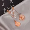 Stud￶rh￤ngen 5Pair Trendy Asymmetric Dingle For Women Shiny Crystal Flower Fj￤ril L￥ng Tassel S￶ta smycken