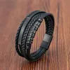 Stainless Steel Bracelet Viking Leather Bracelets for Men Braided Bangles Punk Jewelry