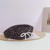 Hair Accessories Little Kids Lattice Children's Pearl Beret Hat Simple Color Matching Bow Ladies Style Fashion Navy Toddler Girls Cap