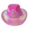 Chapeau de cow-girl bérets avec fournitures de fête scintillantes irisées chapeaux de cow-boy pour femmes enfants