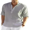 chemises de créateurs pour hommes chemise de créateurs pour hommes vêtements pour hommes vêtements en lin à manches longues col mandarin couleur unie décontracté coton chemises hauts taille S-4XL