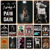 Gym Vintage Metal Painting geeft geen oefening Retro Tin Sign Poster Fighting Spirit Plaque Wall Decoration voor Gym Bar Pub Club 20Cmx30cm Woo