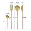 Dinnerware Sets Luxury Stainless Steel Cutlery Set Gold Plated Wedding Tableware Dining Knife Fork Tablespoon Pink Golden