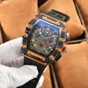 6-pinowy automatyczny zegarek męski zegarek luksusowy pełny kwarcowy prezent na silikon