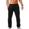 Men's Pants Summer Mens Cotton Linen Trousers Casual Male Solid Elastic Waist Straight Loose