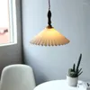 Lampada a sospensione vintage in tessuto per tavolo da pranzo e soggiorno - Lampada a sospensione a LED dal design retrò per illuminazione interna di camera da letto, bar e cucina