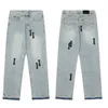 2022 Hommes Jeans Designer Jeans Femmes Européennes et américaines Hip-Hop High Street Fashion Jean Long Pantalon droit Motif géométrique Zipper Fly Vêtements légers