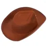 Berets Star Shape Badge Decor Cowgirl Hats For Women Men Thickened Fabric Cowboy Hat With Curved Brim Jazz Casual