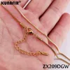 Kunafir ajouter la chaîne de queue 1,2 mm chaîne de boîte petit collier golden couleur en acier inoxydable fashion joelry 10pcs-500pcs zx209dgw