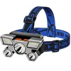 LED Mine Lamp Flash light Five-Head Headlamps Strong Light Super Bright Rechargeable Fishing lights Long-Range r Head-Mounted