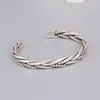 Ancient Silver Color Vintage Fashion Opened Bangle For Men And Women Design Woven Fried Dough Twist Simple Bracelet 2022