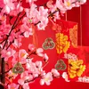 Estatuetas decorativas moedas chinesas da sorte Feng Shui I-Ching tradicional com cordão vermelho para riqueza e sucesso