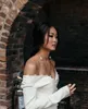 Ny bröllopsklänning koreansk enkel sjöjungfru av axeln satin långa ärmar brudklänningar anpassade vestido de novia