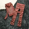 Designer Juicy Corture Women's Tracksuits Velevt Two Piece Set Diamonds Hoodie Crop Jacket and Joggers Pants Outfits Streetwear Jogging Sex girl