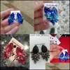 Stud Stud Lubov El Yapımı Rhinestone Tatlı Kristal Küpeler Kadın Moda Mücevher Stili Mavi/Siyah/Pembe Kız Damlası Teslimat Dhksb