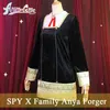 Manga Spy X Family Anya Fake Cosplay Costume Anime Women Black Dress Clothing Halloween Carnival Party Uniforms Wig Custom Made J220720