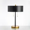 Table Lamps Nordic Black Metal LED Lamp Office Decor Cloth Lampshade Desk Bedside Reading Bedroom