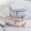 Travel Jewelry Organizer Boxes Double Layer Portable Jewelry Storage Case with Mirror for Rings Necklace Bracelet Lipsticks XBJK2211