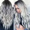 Hair Lace Wigs Women's Long Curly Hair Cos Gray Gradient Wig hine Made Fiber Headgear