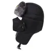 BeanieSkull Caps Soviétique Militaire Russe Pilote Chapeau Hiver En Plein Air Ski De Protection Chaud Hommes de Lapin En Cuir Épais 221105