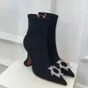 Mody botki kostki projektant czarny spiczasty palce botki kobiety obcasowe buty buty