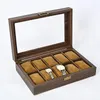 Watch Boxes High-end Wooden /Pu Leather 6 3 Slot Handmade Sunglasses Organizer Multi-function Stand Box Jewelry Display