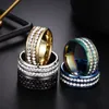 Anillos de racimo negros Vintage Punk para hombre, joyería de acero inoxidable, anillo de boda de piedra CZ de dos filas para hombres y mujeres